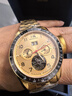 上海（SHANGHAI）牌手表男士機械表 全自動(dòng)鏤空透底 帶星期日歷 夜光防水男表 6021 黃金甲鋼帶機械男表 曬單實(shí)拍圖