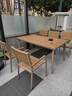 鳳朝皇戶(hù)外桌椅組合庭院防腐塑木室外休閑餐桌椅套裝花園露天陽(yáng)臺茶桌椅 【特價(jià)款】豎紋固定6椅+150x90cm大板桌【鍍鋅鋼架】 曬單實(shí)拍圖