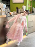 G.duck小黃鴨童裝女童春秋套裝兒童衣服女寶寶毛衣外套半身裙春裝三件套 粉紅色開(kāi)衫+木馬打底衫+粉色半裙 120 （建議身高110cm  6-7歲）cm 曬單實(shí)拍圖