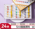 得力（deli）國畫(huà)顏料24色5ml中國畫(huà)水墨畫(huà)山水畫(huà)文房四寶專(zhuān)業(yè)美術(shù)繪畫(huà)彩繪國畫(huà)套裝73865-24 曬單實(shí)拍圖