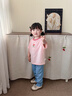 嘟嘟家兒童T恤彩色夏款男童短袖卡通洋氣夏裝女童圓領(lǐng)上衣撞色童裝時(shí)髦 淺粉色 100 曬單實(shí)拍圖