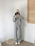 法貝莎品牌小香風(fēng)休閑套裝女2026春季新款圓領(lǐng)短外套通勤闊腿褲兩件套 淺花灰 S 曬單實(shí)拍圖