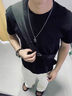 霧添花字母鏤空項鏈男潮嘻哈毛衣鏈配飾長(cháng)方形光面軍牌吊墜女不銹鋼掛飾 A+70cm鏈子 曬單實(shí)拍圖