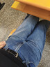 優(yōu)衣庫常規款女裝男裝寬松廓形牛仔褲/彎刀鐮刀褲子479000 482280 482280/67海藍色 26 /160/66A 曬單實(shí)拍圖