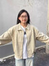 衣然呈品皮U皮外套女開(kāi)春新款美式復古寬松休閑慵懶chic百搭夾克女士上衣 杏色 M 【建議90-110斤】 曬單實(shí)拍圖