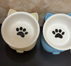 憨憨樂(lè )園貓碗陶瓷貓糧雙碗斜口狗碗狗盆狗糧寵物幼貓咪吃飯食盆喝水喂食 曬單實(shí)拍圖