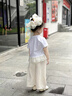 班喜迪女童褲子夏裝薄款2026新款洋氣寶寶休閑九分褲夏季兒童直筒闊腿褲 米色 90 曬單實(shí)拍圖
