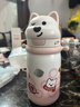 babycare西高地保溫杯學(xué)飲兒童寶寶學(xué)生上學(xué)水壺吸管直飲杯外出6月+-大粉 曬單實(shí)拍圖