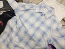 芙倍可套裝女學(xué)生韓版寬松格子長(cháng)袖外穿襯衫防曬+闊腿牛仔褲一整套 天藍色襯衫+白色背心 M 建議90-105斤 曬單實(shí)拍圖