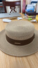 櫪野草帽女夏海邊遮陽(yáng)防曬平頂帽鏤空編制網(wǎng)眼帽子大頭圍男禮帽沙灘帽 卡其咖帶 常規碼M55-57.5CM 曬單實(shí)拍圖