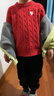 左西男童紅色毛衣兒童加厚針織衫2025新款男孩新年服冬裝 紅色 140 曬單實(shí)拍圖