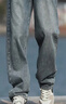 Homlean美式水洗牛仔褲男春夏高街痞帥寬松直筒闊腿長(cháng)褲子HS05復古藍XL 曬單實(shí)拍圖