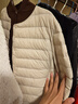 鴨鴨佟麗婭同款輕薄羽絨服女冬短款輕便冬季內膽保暖外套女裝GF 米白 L 曬單實(shí)拍圖