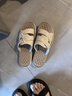 ZHR頭層牛皮厚底拖鞋女夏外穿休閑沙灘涼拖編織踩屎感女鞋EQ09米色39 曬單實(shí)拍圖