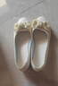 啄木鳥(niǎo)淺口單鞋女2026秋季真皮坡跟女鞋蝴蝶結軟底黑色小皮鞋 乳白色 38 曬單實(shí)拍圖
