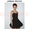 UR【明星同款】夏季新款女裝蝴蝶結綁帶吊帶連衣裙UYV750044 黑色 (裙長(cháng)偏短) M 曬單實(shí)拍圖