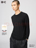 優(yōu)衣庫男裝HEATTECH EXTRA WARM混紡圓領(lǐng)T恤9分袖9%羊絨481441 481441/09黑色 L 曬單實(shí)拍圖