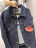 馬登工裝美式復古水洗深色三代牛仔夾克阿美咔嘰修身丹寧機車(chē)外套男春 牛仔藍 2XL 曬單實(shí)拍圖