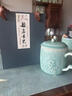 巧陶（QIAOTAO）高檔青瓷茶杯個(gè)人杯子家用茶杯辦公杯泡茶杯子浮雕帶蓋水杯老板杯 A大業(yè)有成茶杯【天青含禮盒】 425ml 曬單實(shí)拍圖