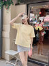名創(chuàng  )優(yōu)品（MINISO）短袖t恤女2026新款初夏穿搭小個(gè)子打底衫寬松純棉黃色正肩上衣服 曬單實(shí)拍圖