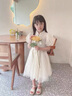 G.duck小黃鴨女童連衣裙夏季2026新款兒童旗袍裙新中式短袖女孩網(wǎng)紗裙 米色 100 100碼建議90-100cm3-4歲 曬單實(shí)拍圖