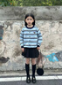 moonkids童裝女童超好看褲子套裝2026春裝兒童毛衣牛仔褲洋氣韓版兩件套 10383藍色條紋針織衫 120 cm 曬單實(shí)拍圖
