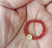 周六福  黃金戒指女款足金銅錢(qián)紅瑪瑙串戒 定價(jià) 0.43g 曬單實(shí)拍圖