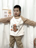 漢童男寶寶T恤舒絨棉春季兒童打底衫圓領(lǐng)上衣女童衛衣卡通嬰幼兒秋裝 棕色 110 曬單實(shí)拍圖