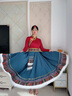 溥畔藏族舞蹈演出服裝女半身裙舞臺服飾學(xué)生藝考級練習裙廣場(chǎng)舞大擺裙 藏青色360度單件裙子 M 85-95斤 曬單實(shí)拍圖