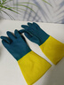 金錢(qián)花廚房洗碗家務(wù)洗衣服天然橡膠乳膠食品級膠皮清潔防水刷碗手套加厚 加長(cháng)加厚雙色1雙 大號L（適合男士） 曬單實(shí)拍圖