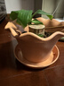 萌優(yōu)優(yōu) 歐式陶土風(fēng)格花盆 加厚多肉綠植花盆帶托盤(pán)不含綠植 波浪邊-淡棕 曬單實(shí)拍圖