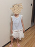 巴拉巴拉童裝兒童套裝女童短袖兩件套新夏裝條紋文藝蕾絲短裙 白藍色調00418 130 曬單實(shí)拍圖