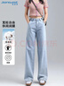 真維斯（Jeanswest）牛仔褲女2026夏季高腰闊腿褲垂感時(shí)尚寬松女士長(cháng)褲子女淺藍色L 曬單實(shí)拍圖