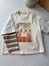 ONEDEW國際品牌春裝男童童裝上衣春夏季新款兒童童趣印花假兩件T恤 杏色 120 cm 曬單實(shí)拍圖