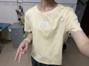 百圖betu女裝夏季新款T恤圓領(lǐng)舒適棉感蕾絲花邊裝飾短袖上衣女2505X11 淺黃 L 曬單實(shí)拍圖