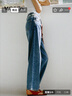 MO&Co.中高腰直筒洗水藍色牛仔褲美式復古闊腿牛仔褲摩安珂 牛仔藍色-第2批 XS 25 曬單實(shí)拍圖