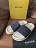 HELEON【意大利牛反絨】BC老錢(qián)風(fēng)一字拖外穿防滑男士真皮休閑沙灘涼拖鞋 靜謐藍 39 曬單實(shí)拍圖
