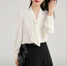 尚都比拉通勤飄帶領(lǐng)白色襯衫女秋季上衣珍珠扣設計氣質(zhì)休閑時(shí)尚洋氣襯衣 曬單實(shí)拍圖