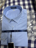 杉杉【DP免燙】長(cháng)袖襯衫男士藍色秋季商務(wù)休閑純棉襯衣 藍色小格 41  曬單實(shí)拍圖