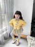 帕皮猴女小童洋氣套裝春秋款兒童蝴蝶結假兩件長(cháng)袖春裝女寶寶韓版兩件套 黃色兩件套 90 碼建議1-2歲（身高85左右） 曬單實(shí)拍圖