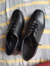 2025年春秋新款粗跟中低跟女鞋方頭系帶黑色皮鞋子 黑色 37 曬單實(shí)拍圖