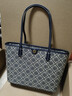 Tory Burch 湯麗柏琦  T MONOGRAM 小號拉鏈托特包TB 152299 海軍藍 405 OS 曬單實(shí)拍圖