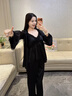 PAUL VALLONI趙露思明星同款真絲睡衣女2026新款春秋季帶胸墊吊帶家居服三件套 趙露思同款黑色【吊帶+長(cháng)袖+長(cháng)褲】 M 建議80-100斤 曬單實(shí)拍圖