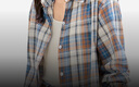 她享長(cháng)袖襯衫女復古格子襯衣開(kāi)衫寬松休閑襯衫外套上衣女  T143C2011 曬單實(shí)拍圖