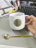 星巴克（Starbucks）杯子陶瓷馬克杯經(jīng)典黑白情侶咖啡水杯帶蓋勺大容量家用禮物盒裝 白色單杯+金色勺子 曬單實(shí)拍圖