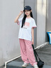 G.duck童裝女童夏裝兒童運動(dòng)套裝短袖長(cháng)褲兩件套女孩5-16歲青少年衣服女 粉色 120 尺碼5~6歲【110-120cm】 曬單實(shí)拍圖