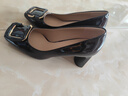 2024專(zhuān)柜亮牛漆皮方頭粗高跟女單鞋KA4352212 黑咖色牛漆皮 35 35 曬單實(shí)拍圖