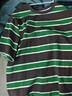 左西男童短袖T恤兒童夏季2025新款男孩條紋半袖大童上衣潮 綠色條 140 曬單實(shí)拍圖