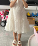 ASK JUNIOR兒童小飛袖連衣裙2026夏季小童網(wǎng)紗裙女童花苞裙公主裙 白色 120 曬單實(shí)拍圖