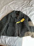 ELLE綿羊毛牛角扣毛絨短外套女2025冬季新款新年復古通勤羊羔毛上衣 深灰 S 曬單實(shí)拍圖